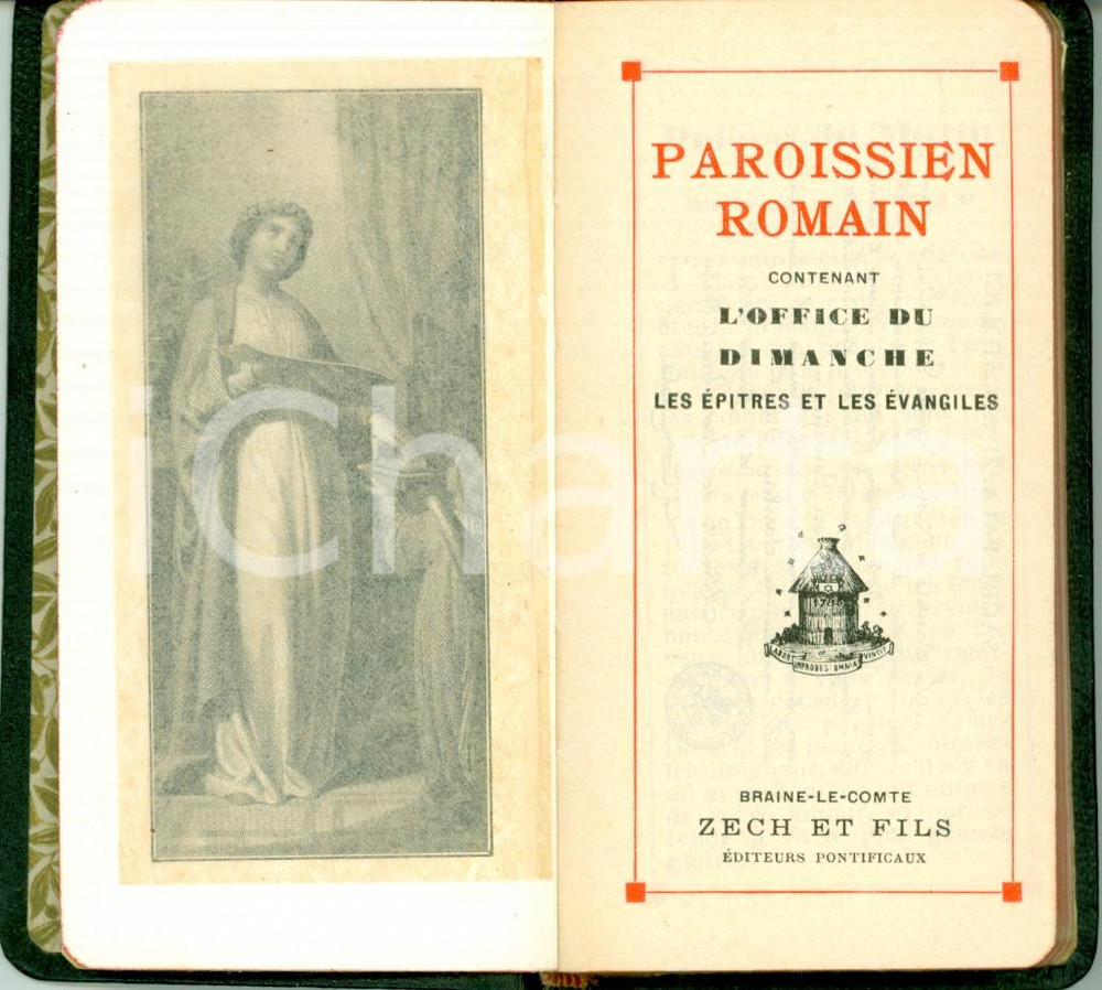 Libro, pubblicazione d epoca 1934 PAROISSIEN ROMAIN Office du dimanche Ed. ZECH ET FILS Con custodia 1