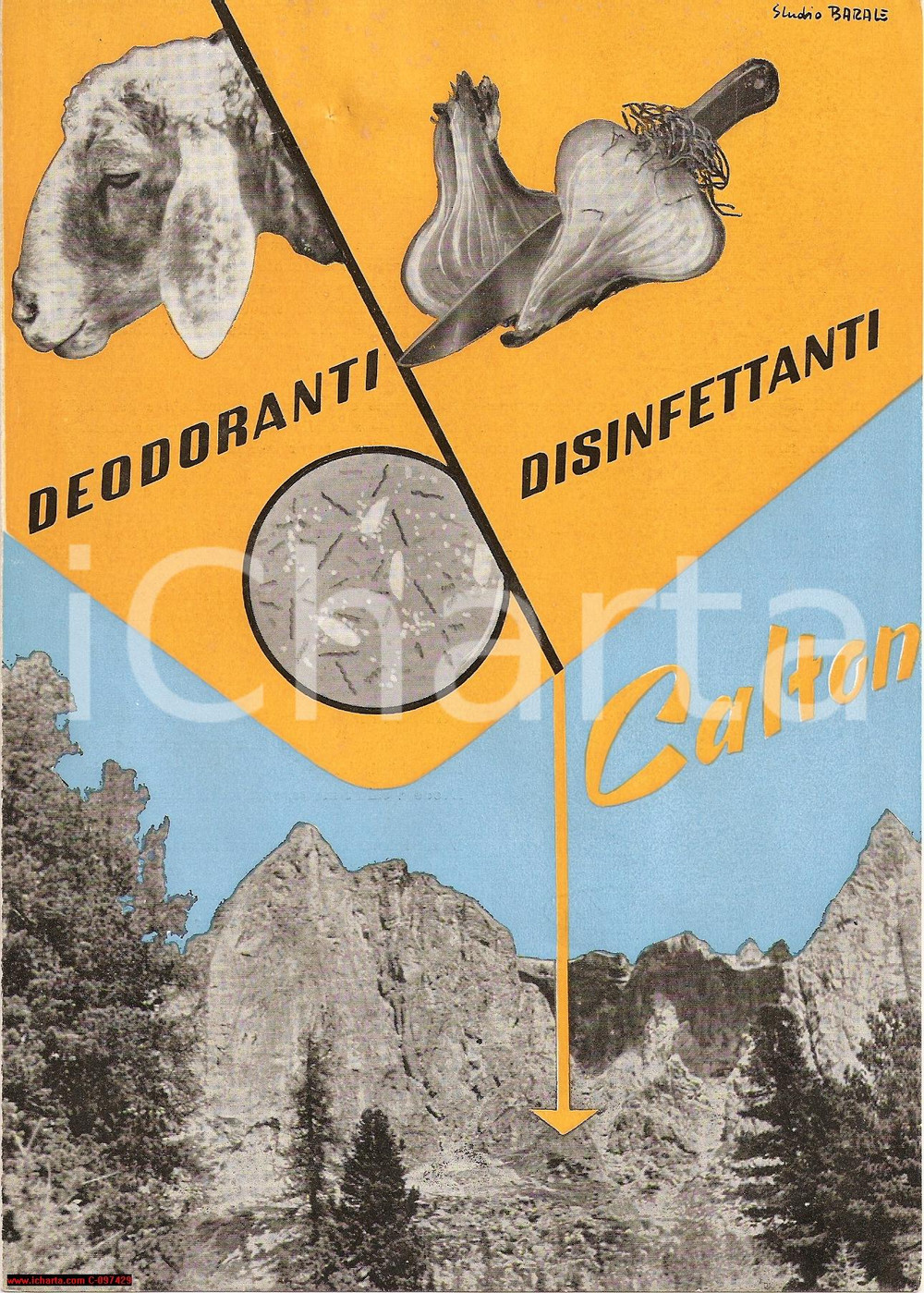 Materiale pubblicitario d’epoca 1950 TORINO CALTONFORM Deodoranti INDUSTRIAL AZK 1