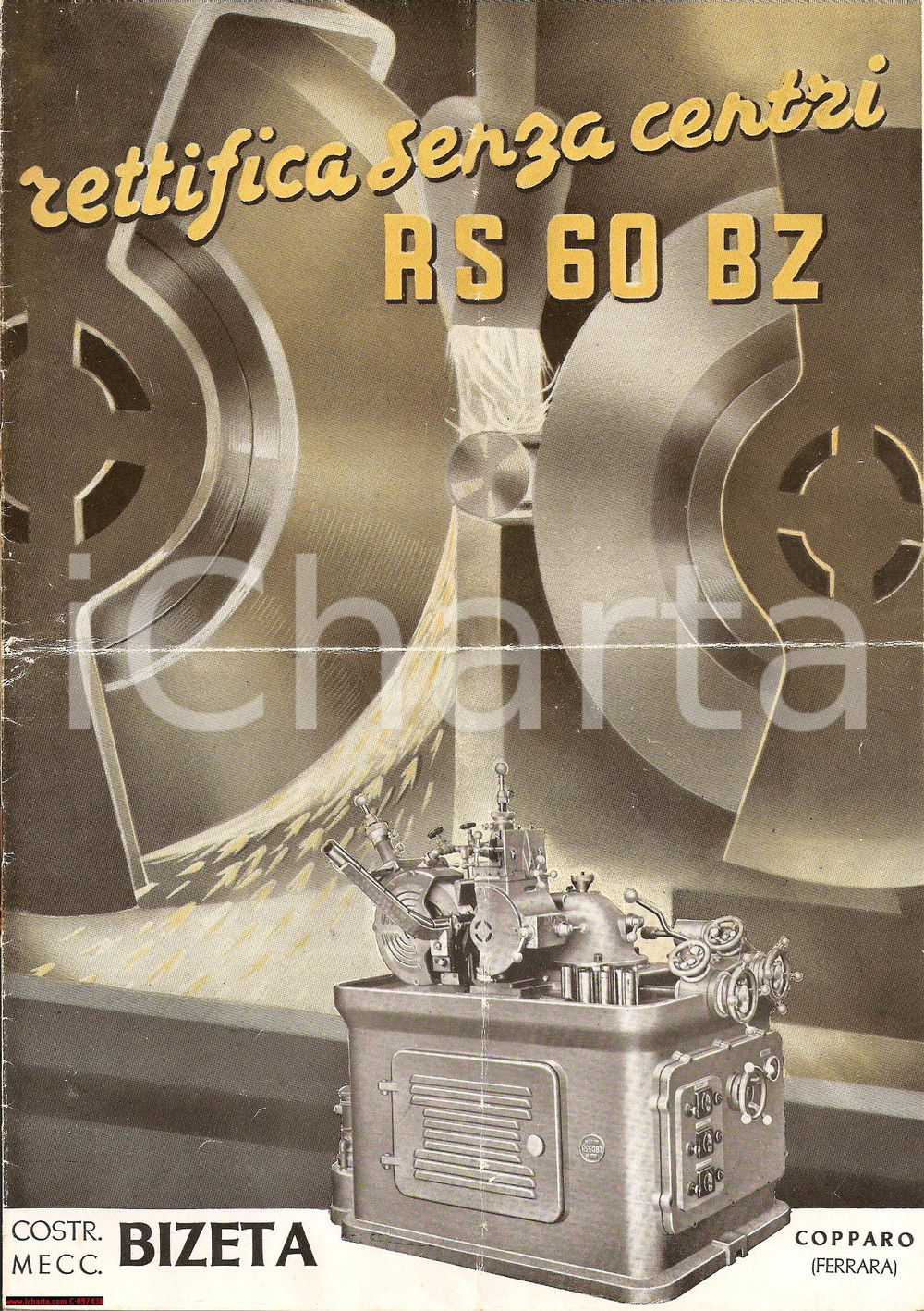 Materiale pubblicitario d’epoca 1940 COPPARO FE Rettifica senza centri officine BIZETA Opuscolo 1