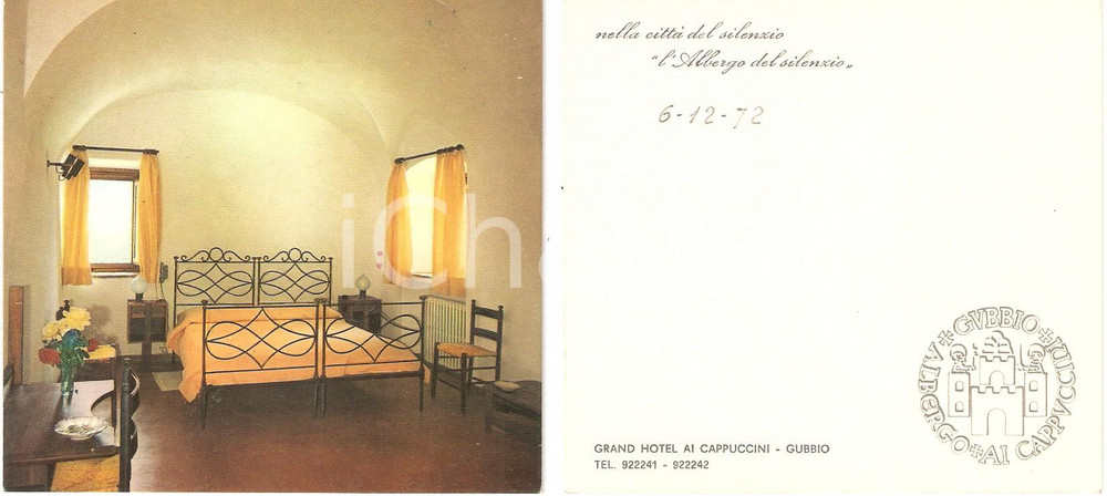 Oggetto da collezione cartaceo 1972 GUBBIO PG Grand Hotel ai Cappuccini Albergo del silenzio Biglietto 1