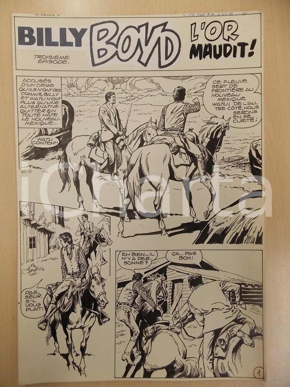 Opera d’arte autentica 1990 BILLY BOYD Ep.3 Luciano BERNASCONI Cowboy montano a cavallo Tav. originale 1