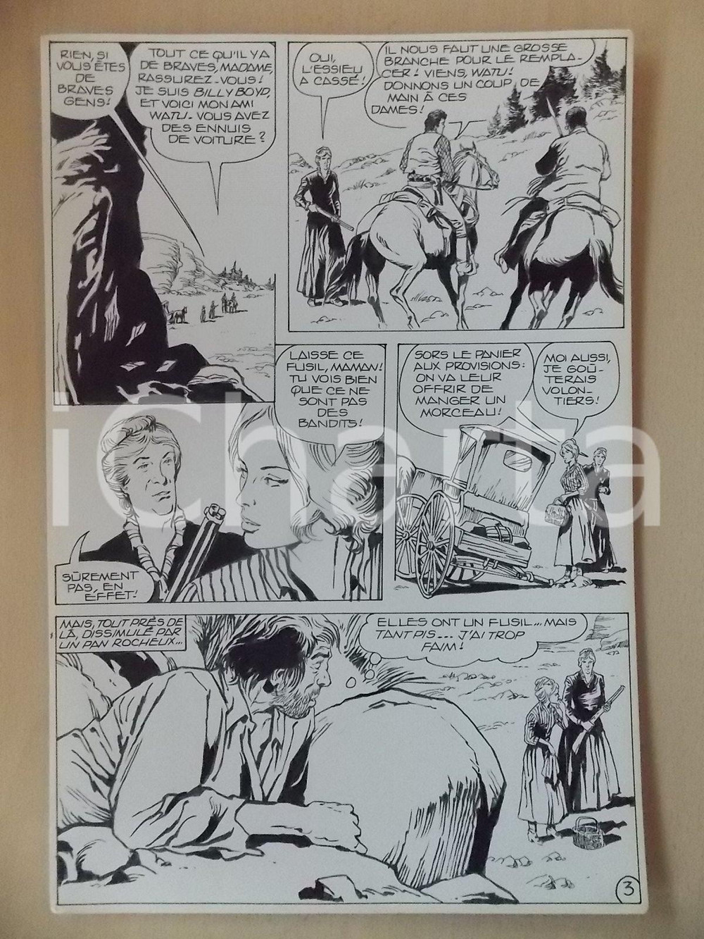 Opera d’arte autentica 1990 BILLY BOYD Ep.5 Luciano BERNASCONI Guasto alla diligenza Tavola originale 1