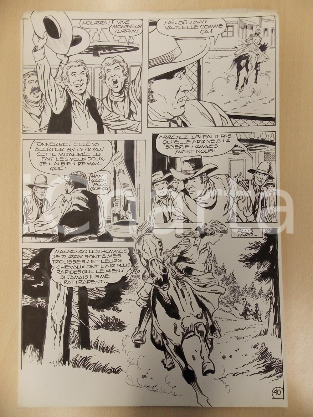 Opera d’arte autentica 1990 BILLY BOYD Ep.4 Luciano BERNASCONI Ragazza fugge a cavallo Tavola originale 1