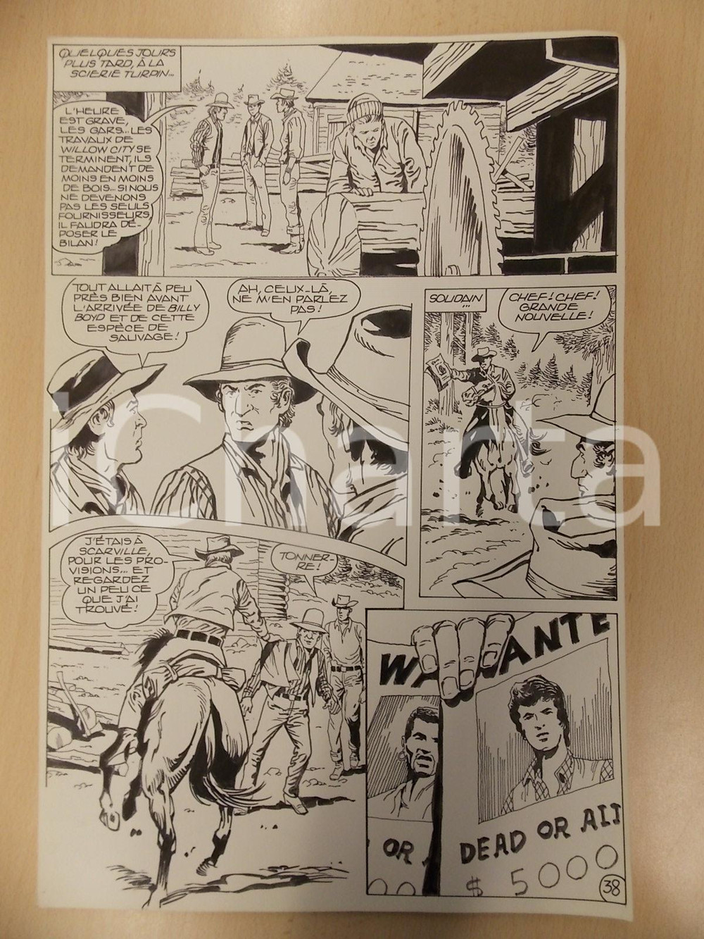 Opera d’arte autentica 1990 Luciano BERNASCONI Billy BOYD wanted dead or alive Tavola originale Ep.4 1