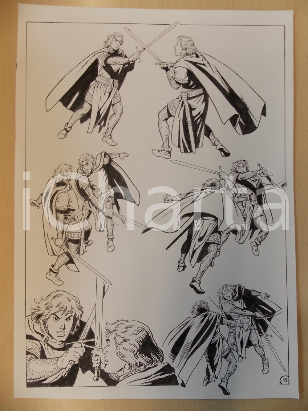 Opera d’arte autentica 2001 WAMPUS Luciano BERNASCONI Duello tra cavalieri Tavola originale LUBE 1