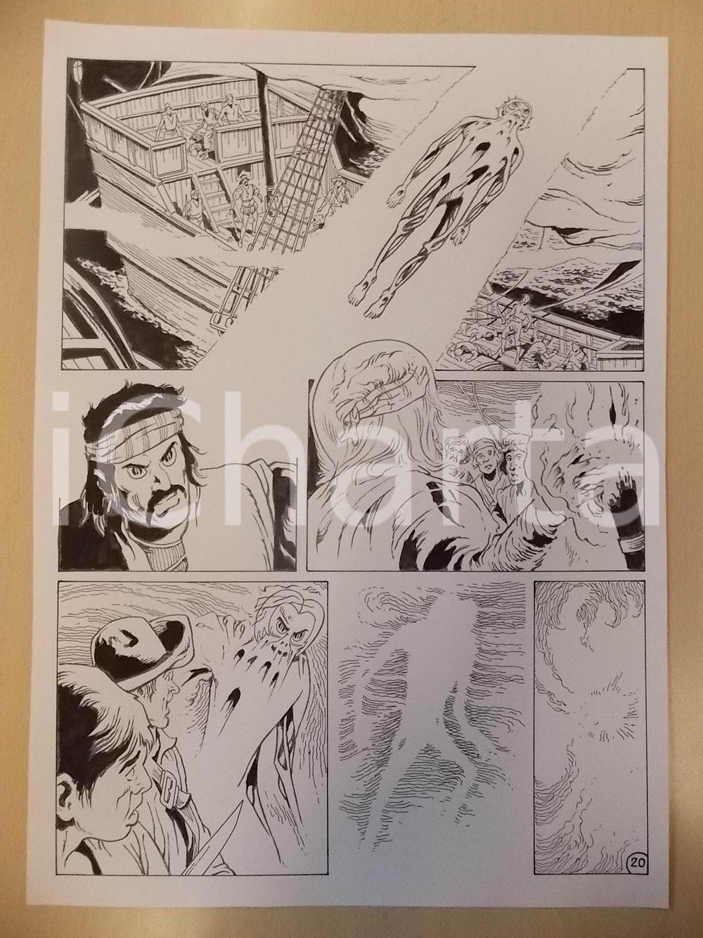 Opera d’arte autentica 2001 WAMPUS Ep. 2 Luciano BERNASCONI Alieno su nave pirata Tavola originale 1