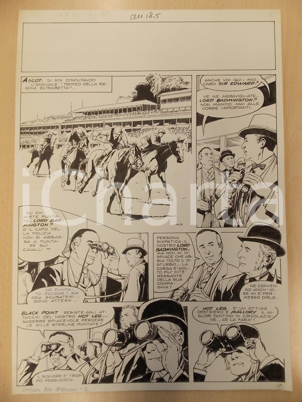 Opera d’arte autentica 1970 ca GIALLO ALL IPPODROMO Luciano BERNASCONI  ASCOT Royal Meeting Tavola 1