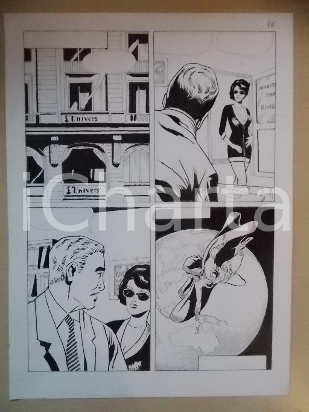 Opera d’arte autentica 2001 L AUTRE Luciano BERNASCONI Maga in volo su Pianeta Terra Tavola originale 1