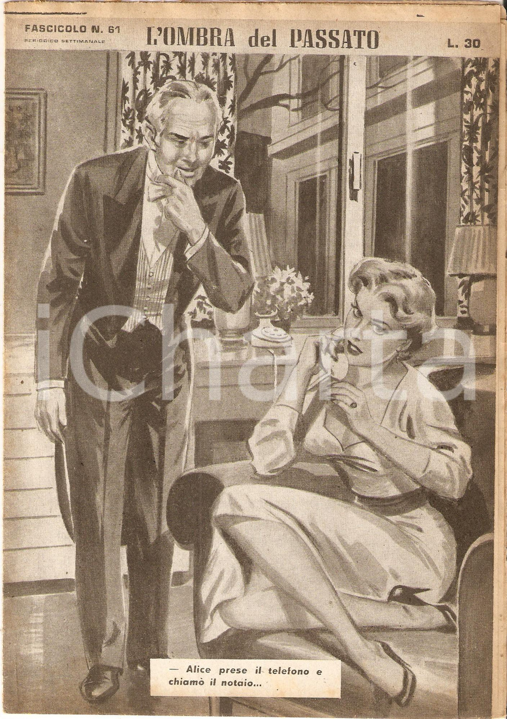 Giornale, rivista storica 1956 OMBRA DEL PASSATO Jean DE VALLORBE Maggiordomo origlia telefonata Fasc. 61 1