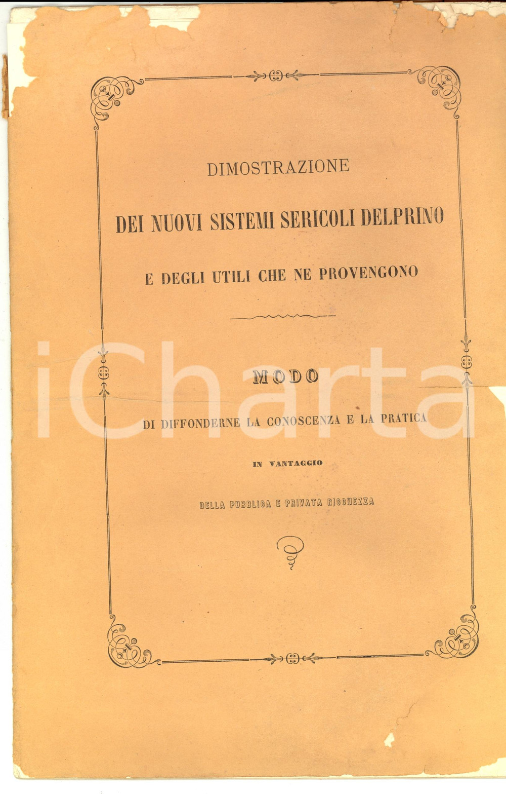 Libro, pubblicazione d epoca 1869 ACQUI TERME AL Dimostrazione dei nuovi sistemi sericoli DELPRINO 1