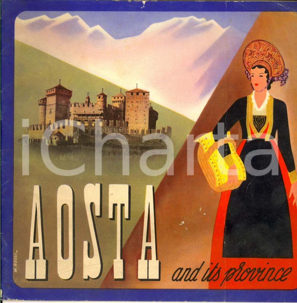 Materiale pubblicitario d’epoca 1938 ENIT AOSTA and its province  Libretto TURISMO Ill. Walter ROSSI 1