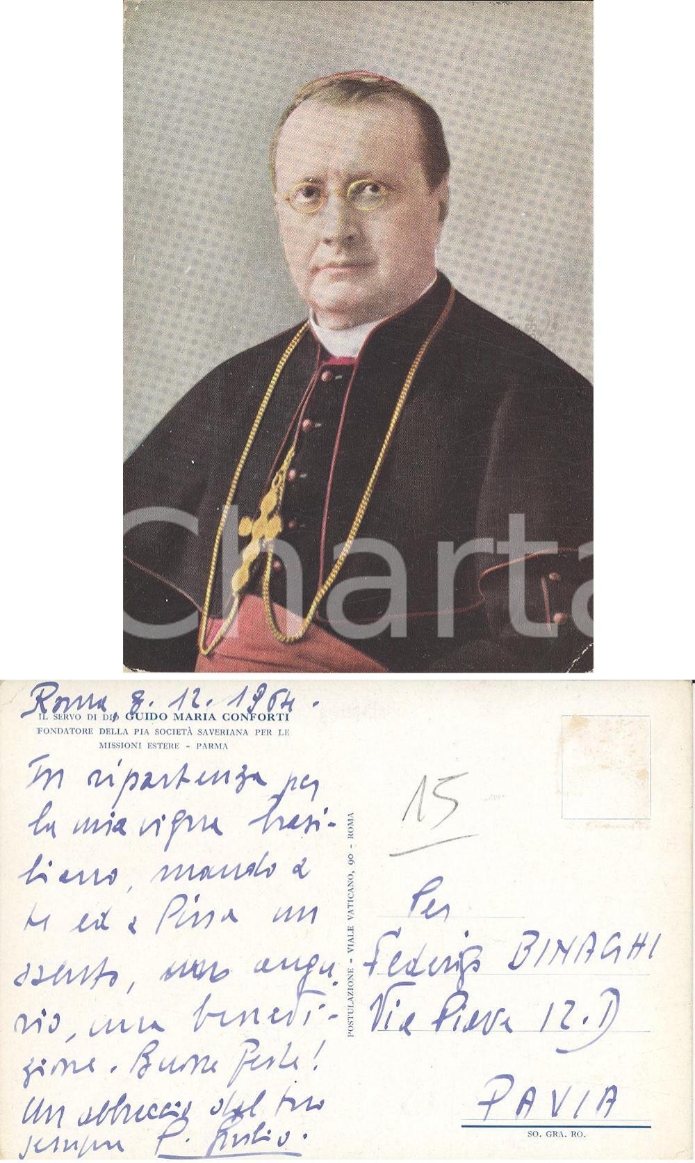 Autografo originale 1964 ROMA Padre Giulio BARSOTTI su cartolina Guido Maria CONFORTI AUTOGRAFO 1