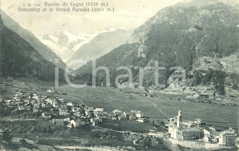 Cartolina originale da collezione 1923 COGNE AO Panorama Valnontey e il Gran Paradiso Cartolina postale FP VG 1