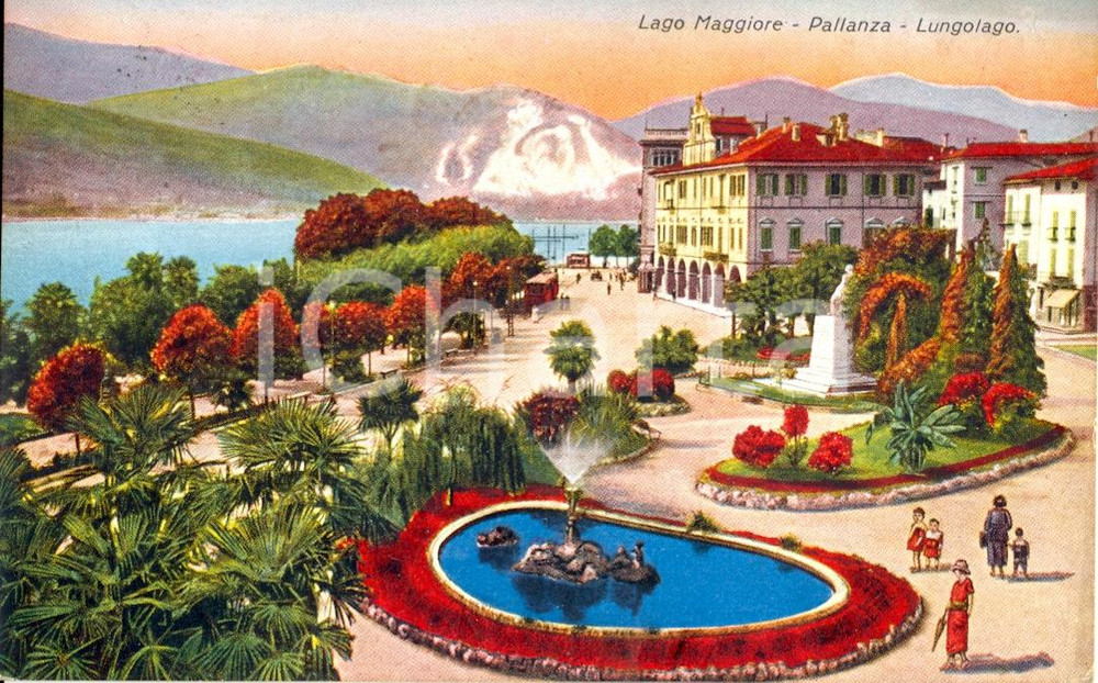 Cartolina originale da collezione 1925 PALLANZA VB Veduta Lago MAGGIORE con TRAM Cartolina animata FP VG 1