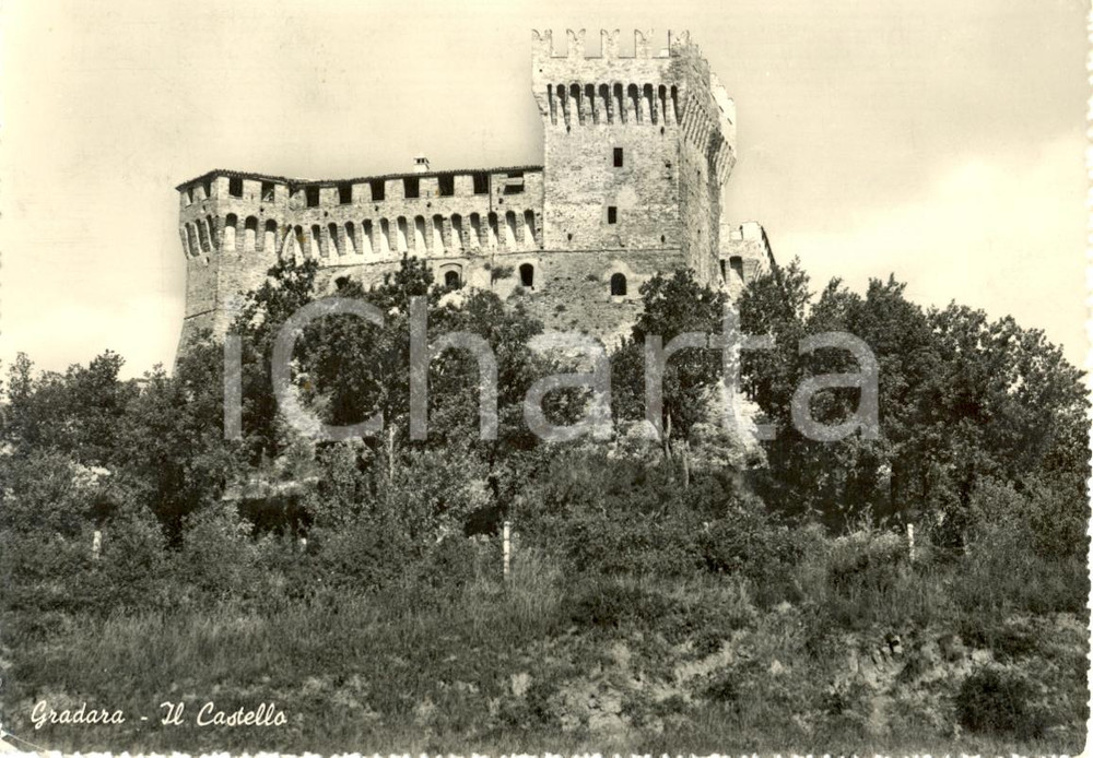 Cartolina originale da collezione 1952 GRADARA PU Veduta esterna del CASTELLO Cartolina postale FG VG 1