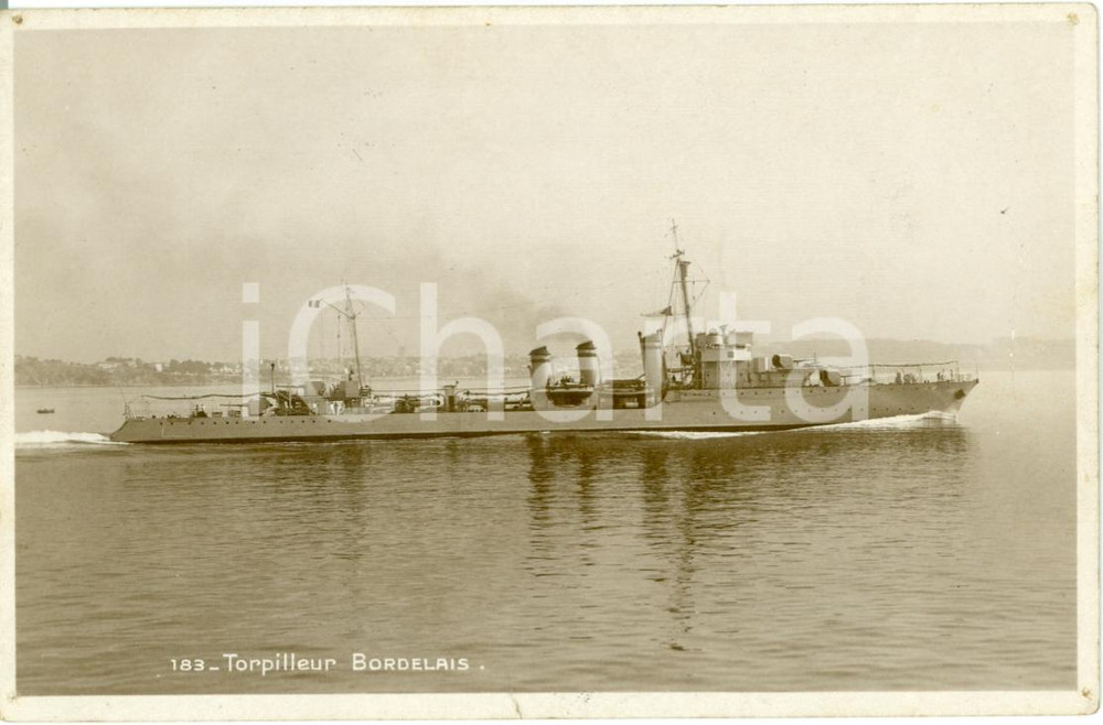 Cartolina originale da collezione 1940 ca MARINA FRANCESE Le torpilleur BORDELAIS Cartolina FP NV 1