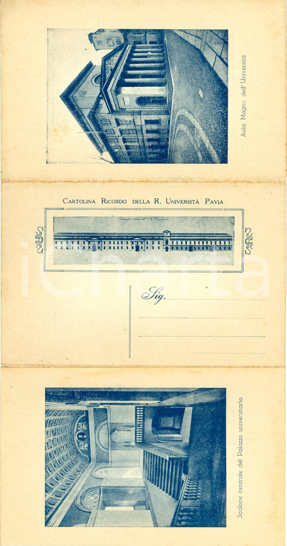 Cartolina originale da collezione 1910 PAVIA L UniversitÃ  Cartolina pieghevole 7 illustr. 1