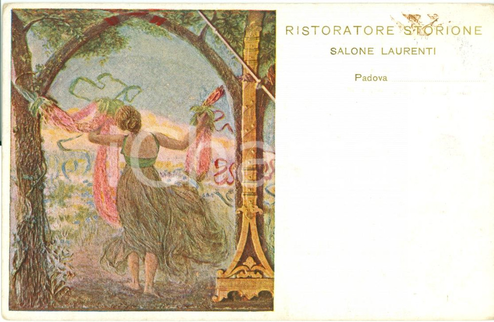 Cartolina originale da collezione 1925 ca PADOVA Salone LAURENTI al ristorante STORIONE 1