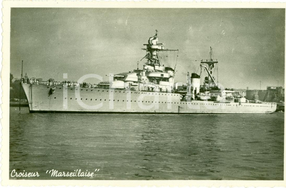 Cartolina originale da collezione 1930 MARINA FRANCESE Croiseur MARSEILLAISE Incrociatore 1