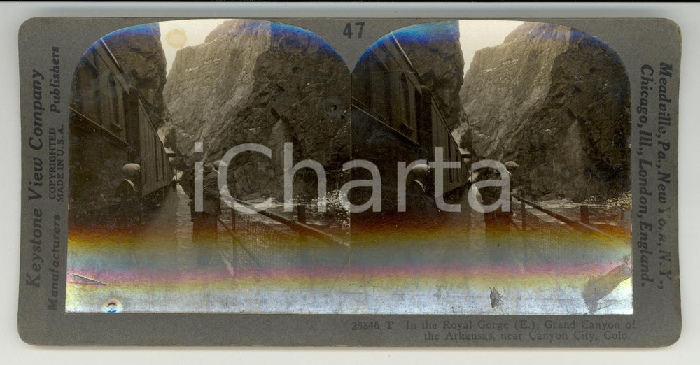 Fotografia d epoca originale 1890 CANON CITY Colorado The Royal Gorge  Stereoscopy KEYSTONE 1
