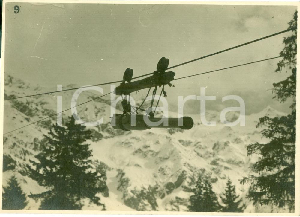 Fotografia d epoca originale 1918 WWI Trasporto di un cannone sulla funivia VERA FOTOGRAFIA 1