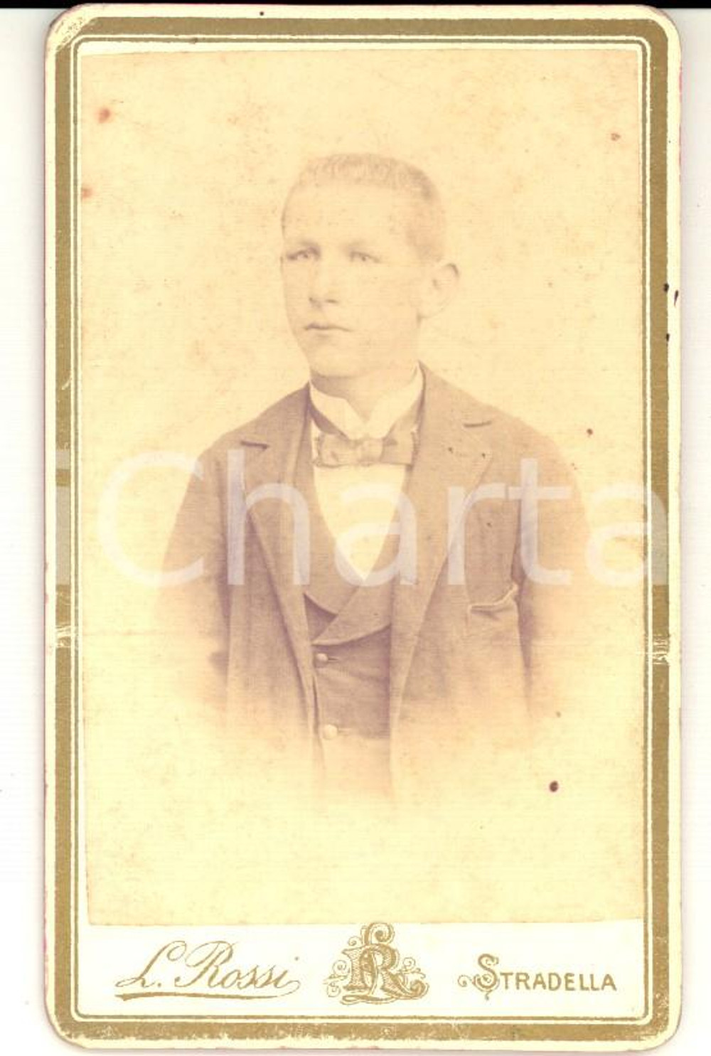 Fotografia d epoca originale 1900 ca STRADELLA PV Ritratto di Paolino FORNARI Foto L. ROSSI DANNEGGIATA 1