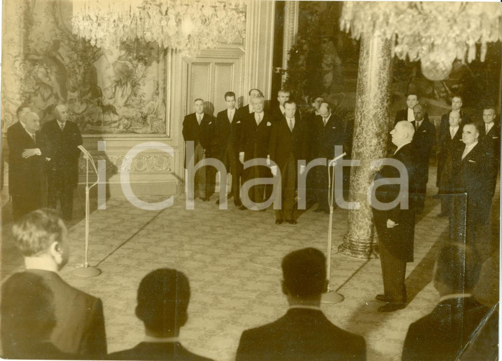 Fotografia d epoca originale 1965 PARIS Alexandre PARODI au GÃ©nÃ©ral Chales DE GAULLE Georges POMPIDOU Foto 1