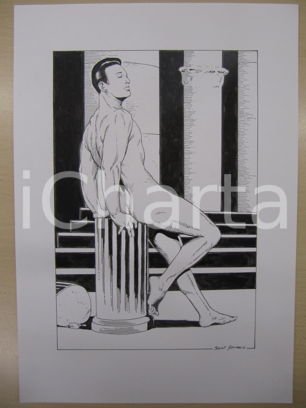 Opera d’arte autentica 1970 Fumetto erotico OMOSESSUALITA  MASCHILE Originale a china SAINT GERMAIN 5 1