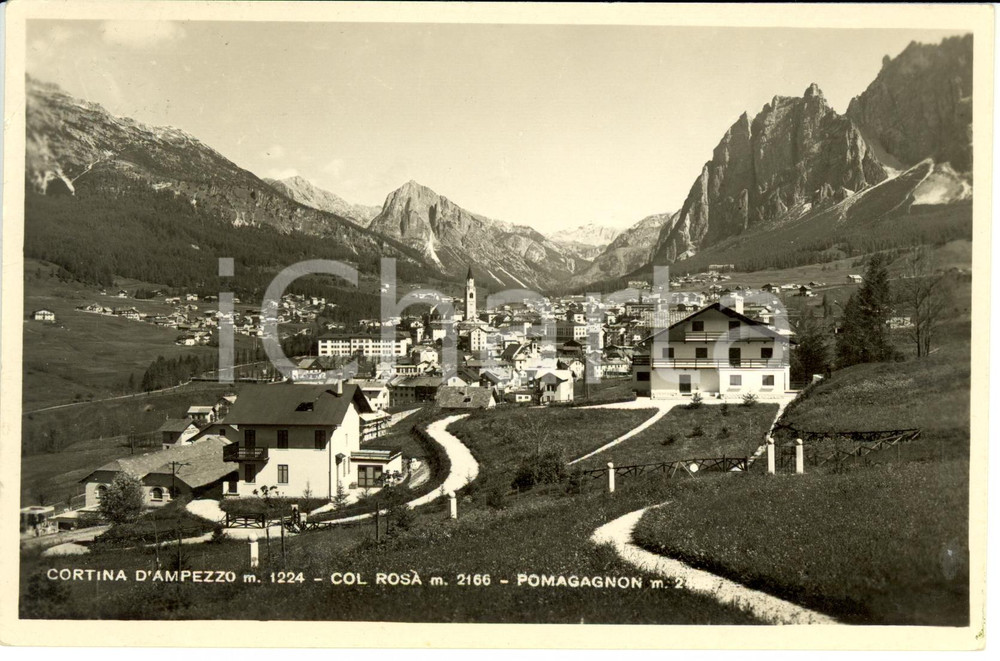 Cartolina originale da collezione 1940 ca CORTINA D AMPEZZO BL Scorcio panoramico COL ROSA  e POMAGAGNON FP NV 1