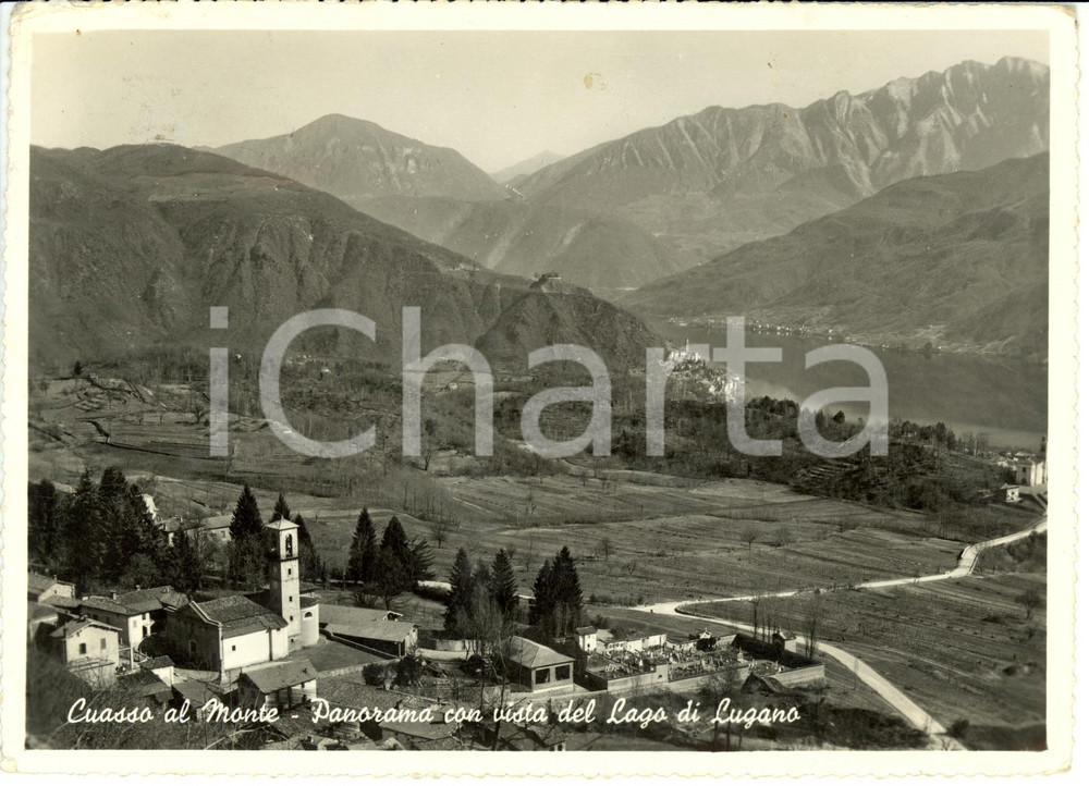 Cartolina originale da collezione 1953 CUASSO AL MONTE VA Panorama con vista sul LAGO di LUGANO Cartolina FG VG 1