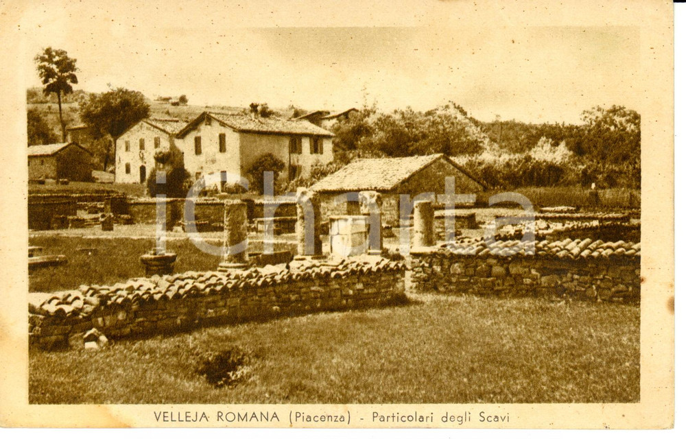 Cartolina originale da collezione 1930 ca VELLEJA ROMANA PC Scorcio panoramico di particolari di scavi FP NV 1
