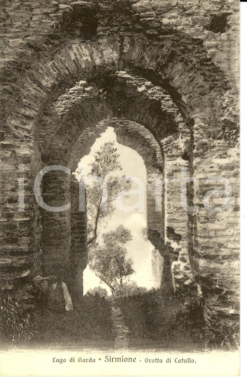 Cartolina originale da collezione 1924 SIRMIONE BS Veduta della Grotta di CATULLO Cartolina FP VG 1