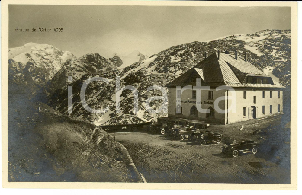 Cartolina originale da collezione 1920 ca PASSO DELLO STELVIO BZ Albergo PASSO STELVIO e gruppo ORTLER FP NV 1