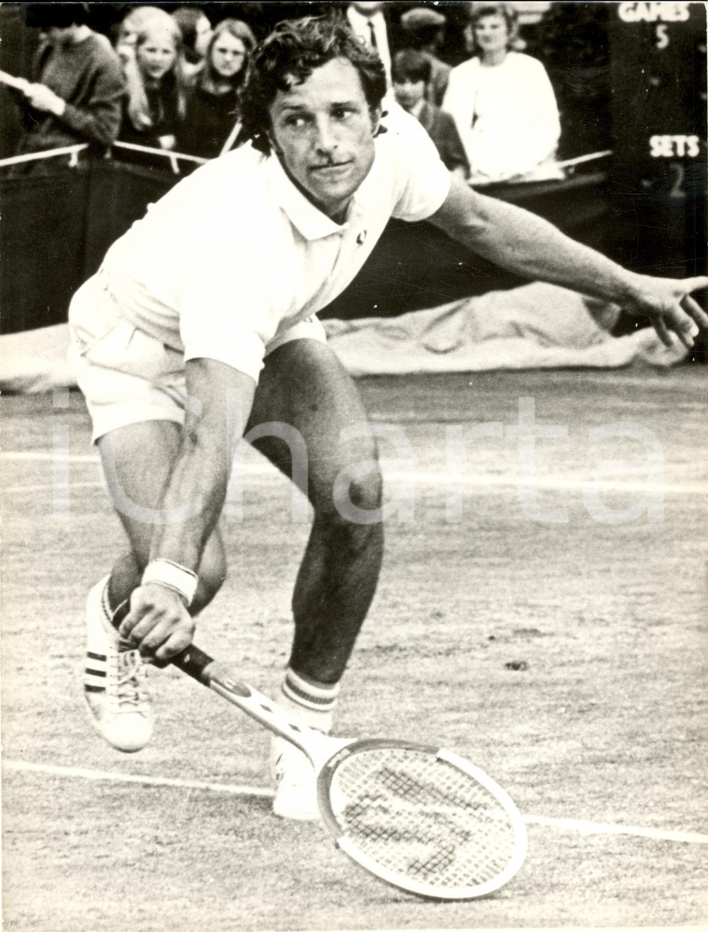 Fotografia d epoca originale 1980 ca TENNIS Campione Jan KODES durante un match Fotografia 1