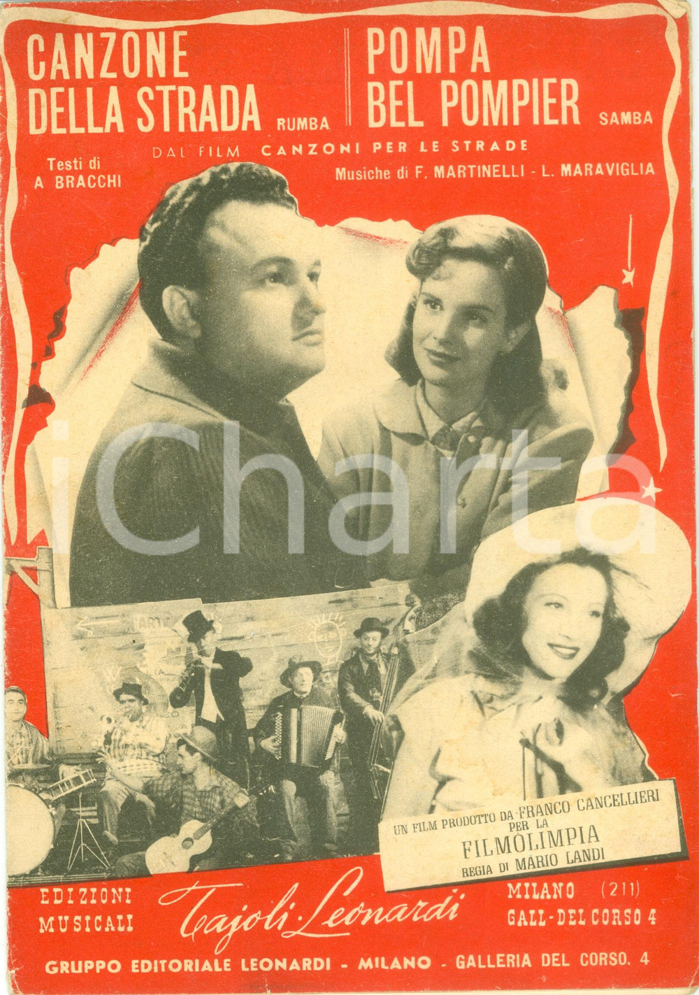 Oggetto da collezione cartaceo 1950 Alfredo BRACCHI Pompa bel pompier  Canzone della strada Spartito 1