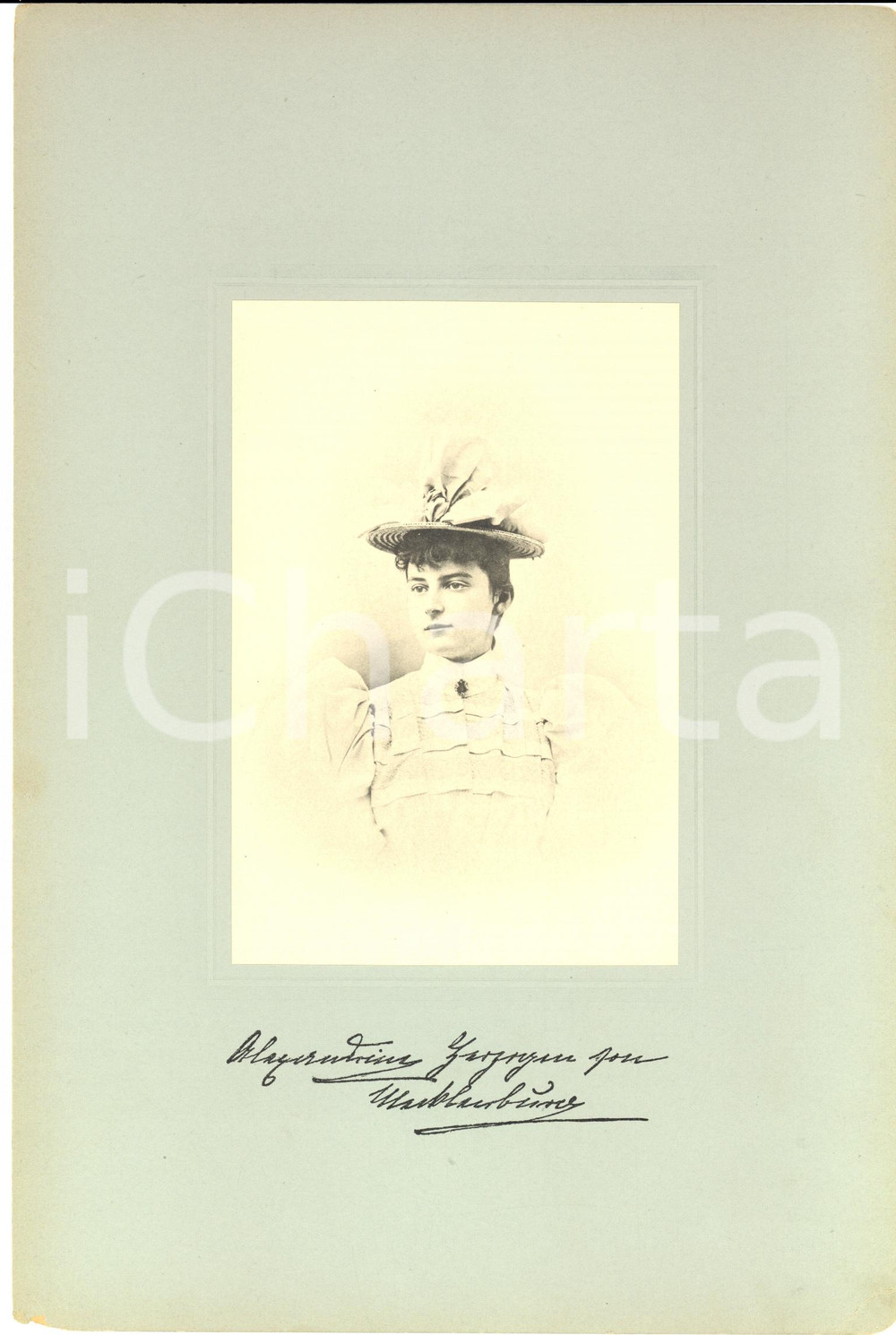 Stampa, bozzetto originale 1920 Alexandrine von MECKLENBURGSCHWERIN Queen of DENMARK VINTAGE Portrait 1