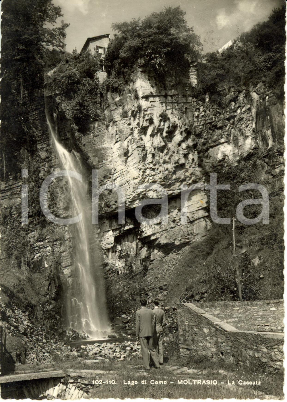 Cartolina originale da collezione 1952 MOLTRASIO CO Veduta della cascata Cartolina ANIMATA FG VG 1
