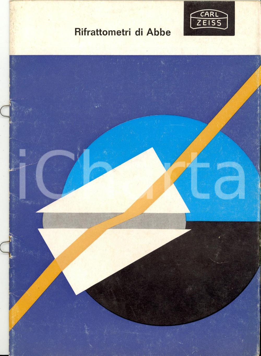 Materiale pubblicitario d’epoca 1960 ca MILANO Carl ZEISS prodotti ottici Rifrattometri di ABBE modello A e B 1