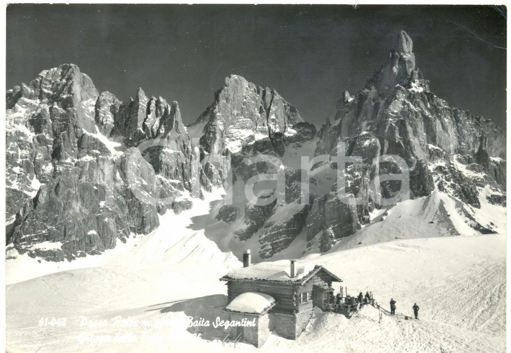 Cartolina originale da collezione 1967 PASSO ROLLE TN Baita SEGANTINI Gruppo PALE SPORT CEMIN Cartolina ANIMATA 1