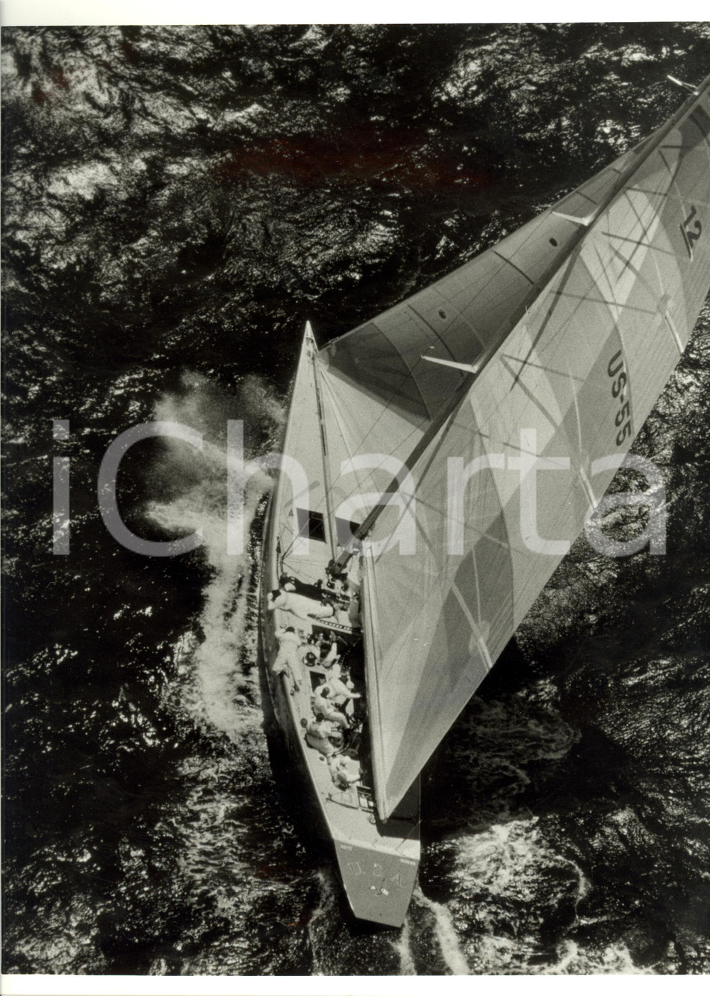 Fotografia d epoca originale 1987 FREMANTLE AU Louis Vuitton Cup US55 STARS AND STRIPES Veduta aerea 24x30 1