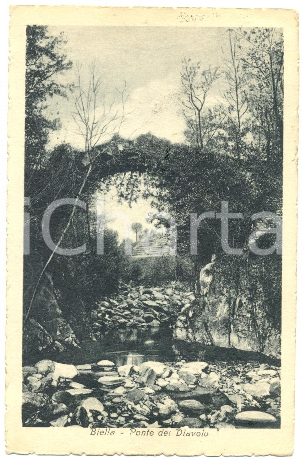 Cartolina originale da collezione 1921 BIELLA Paesaggio con ponte del Diavolo Cartolina postale FP VG 1