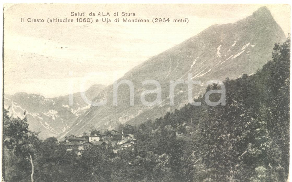 Cartolina originale da collezione 1923 ALA DI STURA TO Panorama con CRESTO  e UIA DI MONDRONE Cartolina FP VG 1