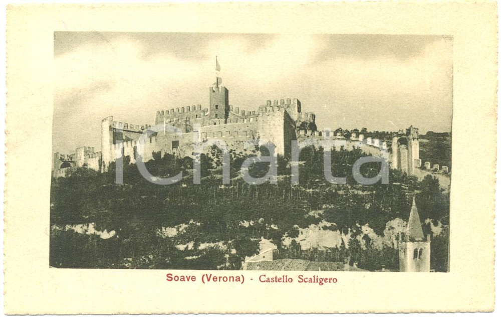 Cartolina originale da collezione 1915 SOAVE VE Veduta del castello SCALIGERO Cartolina postale FP VG 1