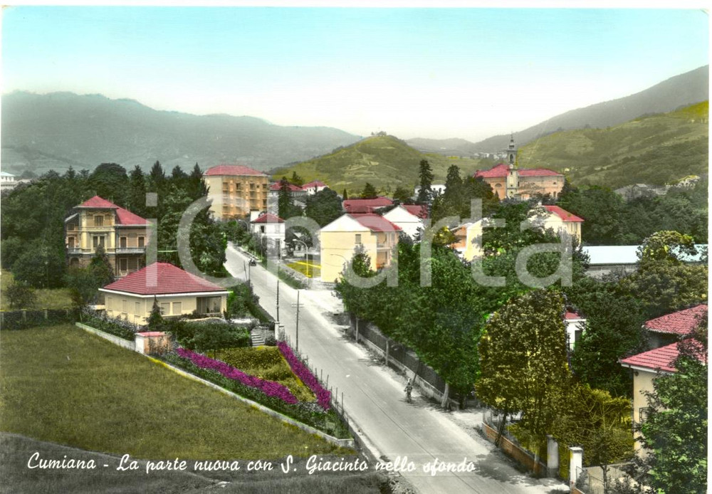 Cartolina originale da collezione 1966 CUMIANA TO Panorama con chiesa di SAN GIACINTO Cartolina postale FG VG 1