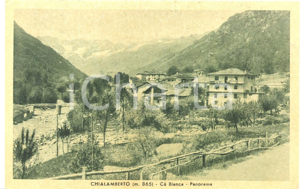 Cartolina originale da collezione 1944 CHIALAMBERTO TO Panorama di CA  BIANCA  Cartolina postale FP VG 1