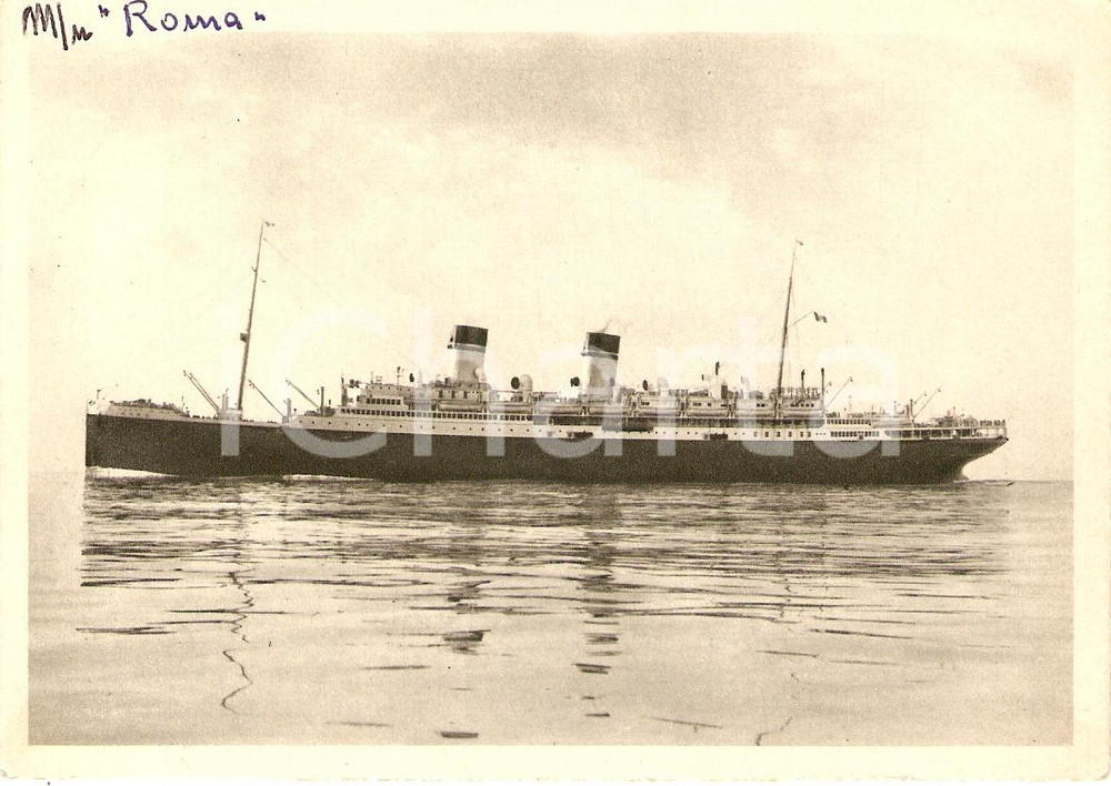 Cartolina originale da collezione 1934 MARINA MERCANTILE Motonave ROMA Flotte riunite ITALIA Cartolina FG NV 1