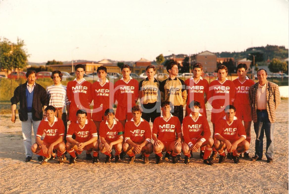 Fotografia d epoca originale 1990 ca FANO CALCIO Squadra Mep Scaffalature Fotografia di gruppo 1