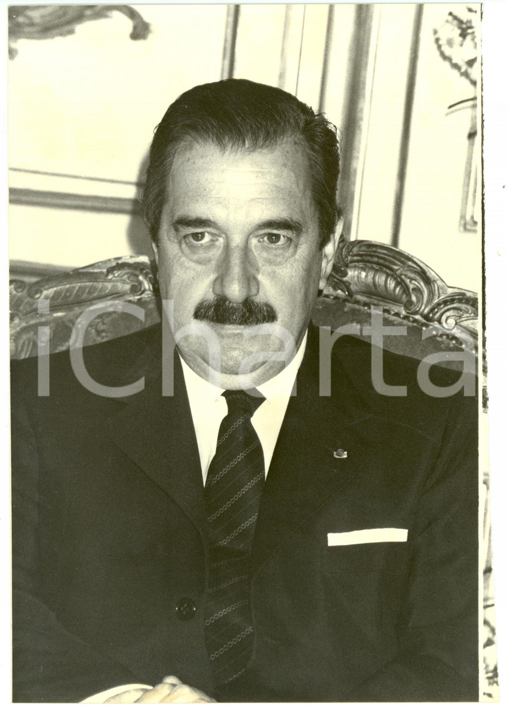 Fotografia d epoca originale 1989 ARGENTINA Raul ALFONSIN Presidente proclama stato di assedio dopo rivolte 1