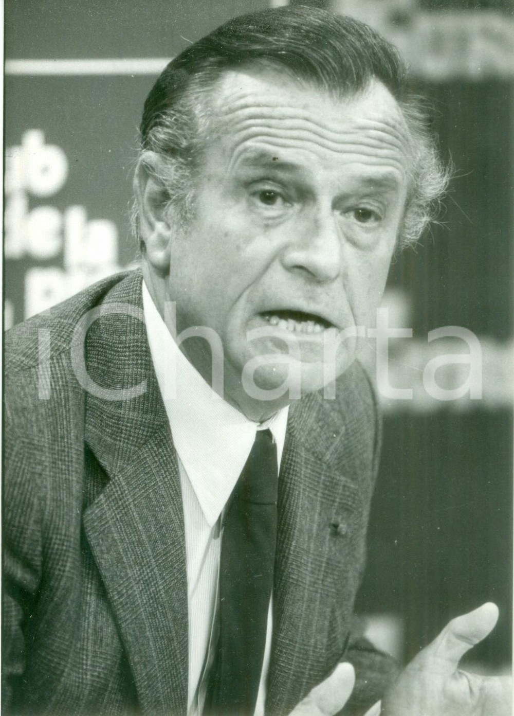 Fotografia d epoca originale 1983 PARIS Jean LECANUET interviene al Club de la Presse Fotografia 1