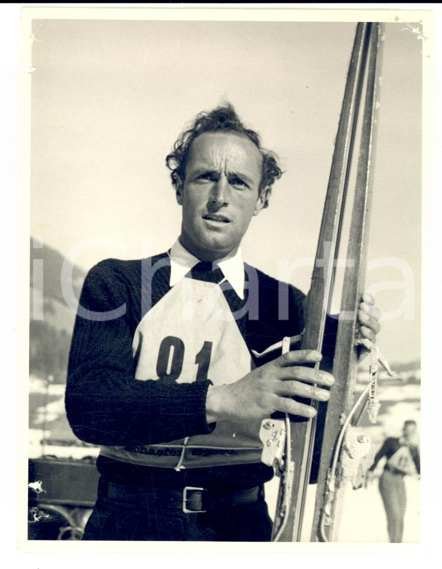 Fotografia d epoca originale 1960 ca CHESA VEGLIA ST MORITZ Campionati SCI ALPINO Ritratto Georg KELLER 1